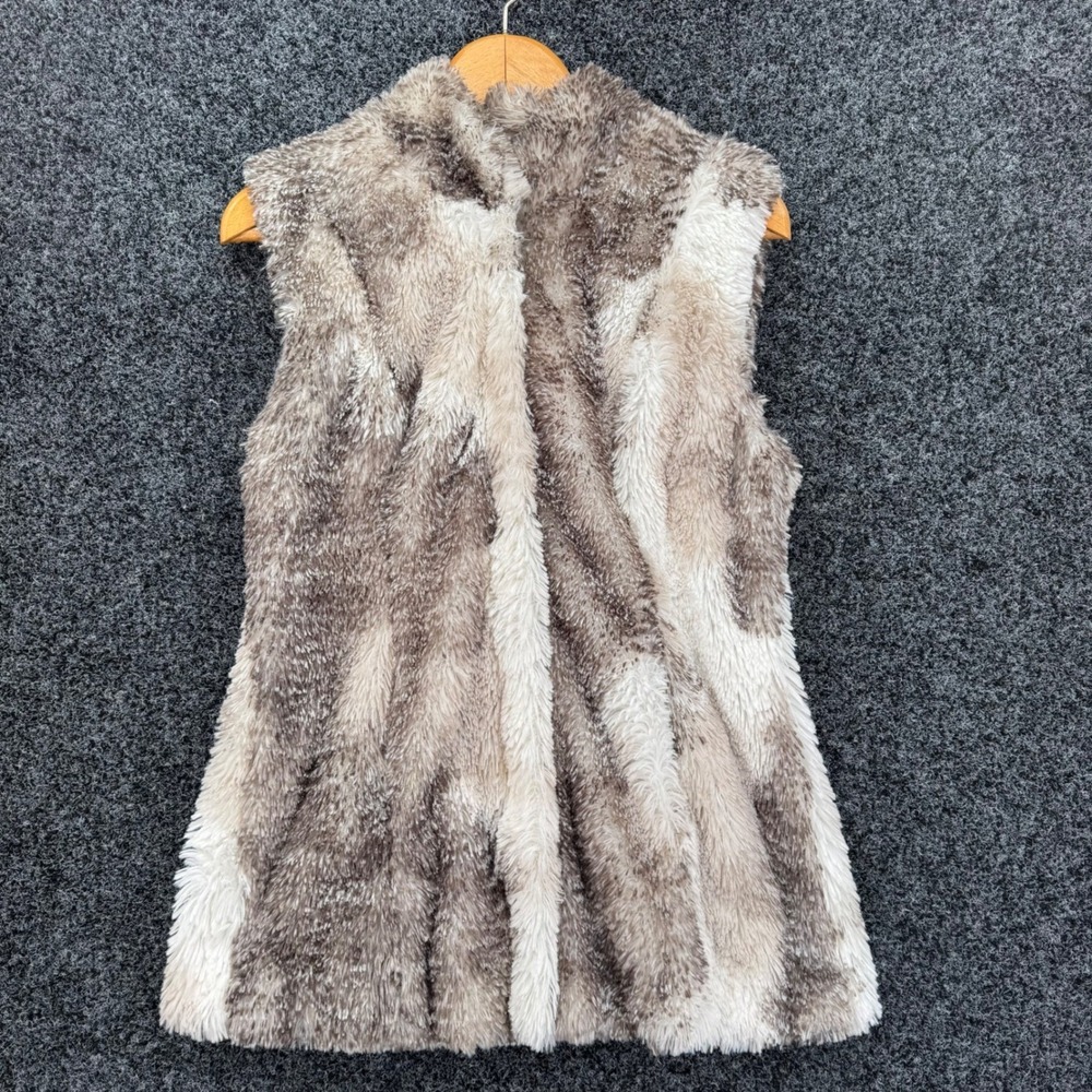 Cabi Faux Fur Vest Brown Cream Multi Tonal Style 3179 Small